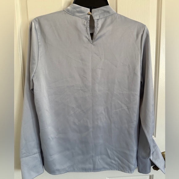 Elegant Light Blue Ruffle Blouse - Picture 4 of 5